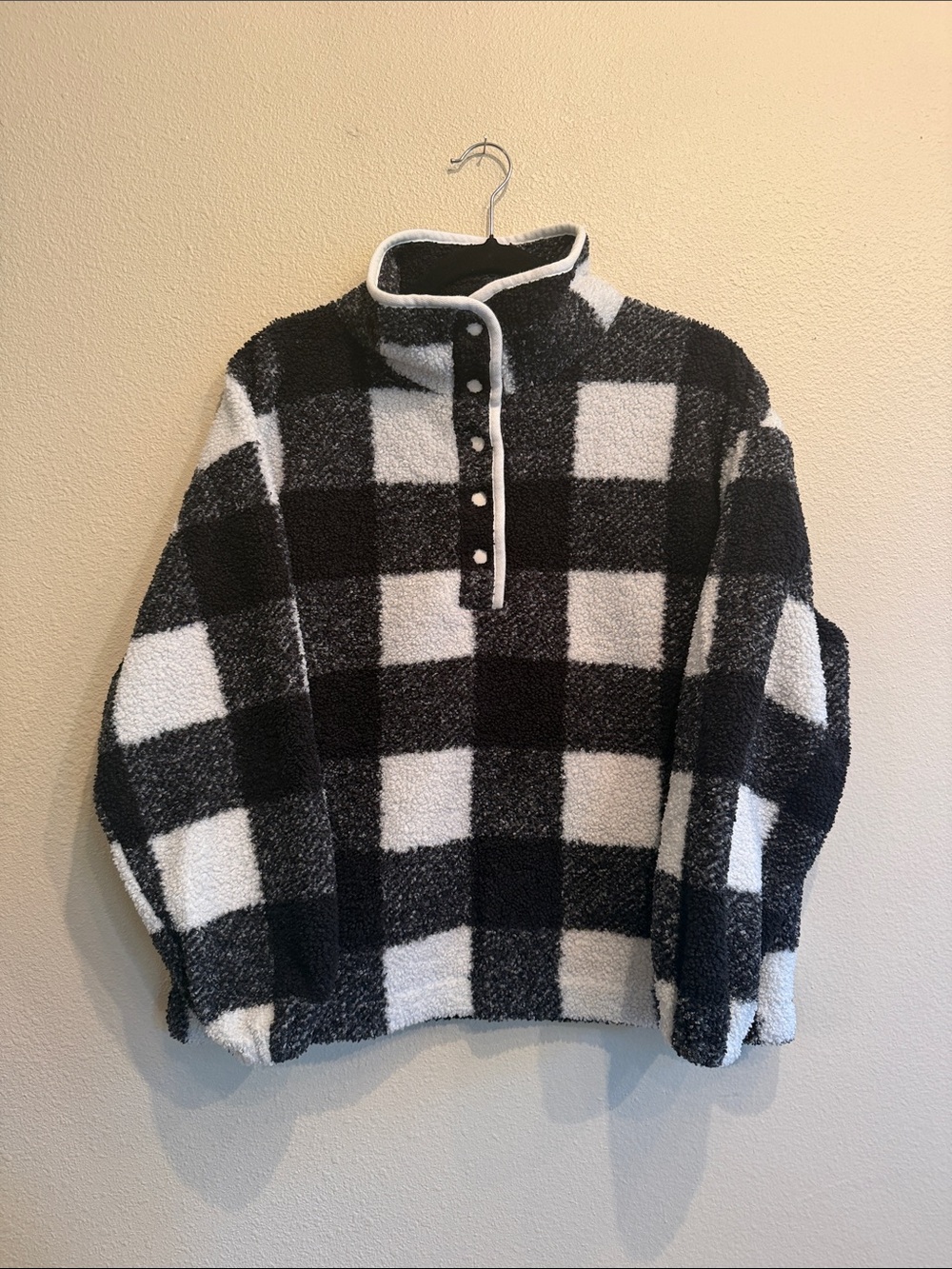 LOFT Black & White Check Sherpa